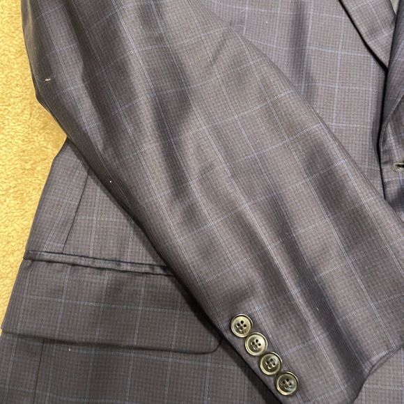 Peter Millar Men's Plaid Navy Blue Sport Coat Wool Blazer Sz 48R - Picture 4 of 11